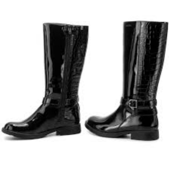 Geox Shoes Geox Sofia Boots Knee High Patent Leather Black Girls Sz